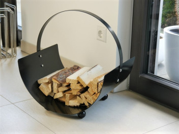 Kaminholzkorb Metall SWING für Feuerholz, schwarz