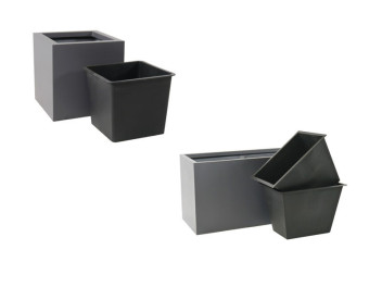 Komplettset 2-teilig: Pflanzkübel mit Einsatz, anthrazit