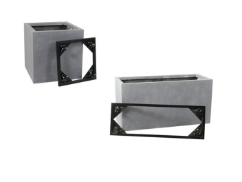 Komplettset 2-teilig: Pflanzkübel mit Roller, betongrau