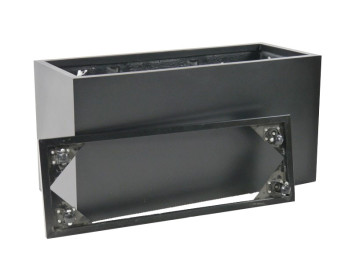 Komplettset 2-teilig: Pflanzkübel mit Roller, Fiberglas schwarz 100x40x50