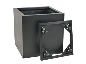 Komplettset 2-teilig: Pflanzkübel mit Roller, Fiberglas schwarz 40x40x40