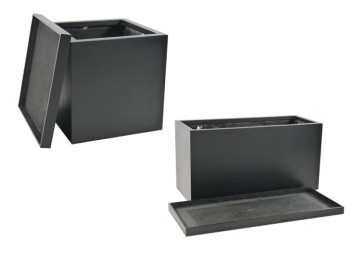 Komplettset 2-teilig: Pflanzkübel mit Untersetzer, schwarz