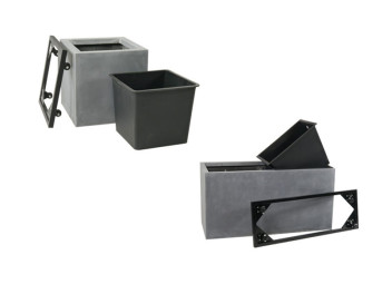 Komplettset 3-teilig: Pflanzkübel mit Einsatz und Roller, betongrau