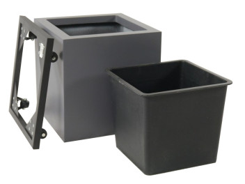 Komplettset 3-teilig: Pflanzkübel mit Einsatz und Roller, Fiberglas anthrazit 40x40x40