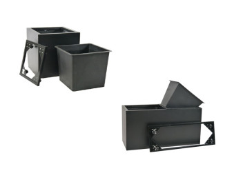 Komplettset 3-teilig: Pflanzkübel mit Einsatz und Roller, Fiberglas schwarz
