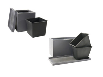 Komplettset 3-teilig: Pflanzkübel mit Untersetzer und Einsatz, anthrazit