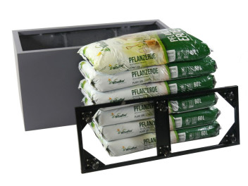 Komplettset: Pflanzkübel mit Roller und Erde, Fiberglas anthrazit