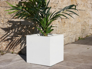 Pflanzkübel SUPREMO, Hochglanz weiß 30x30x30