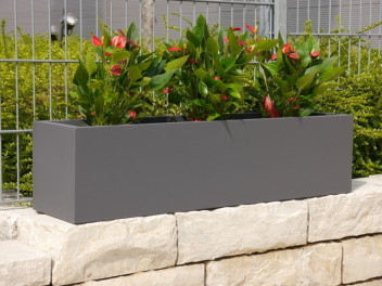 Pflanztrog SUPREMO, TÜV-geprüft, Pflanzkübel, Fiberglas anthrazit 100x25x25