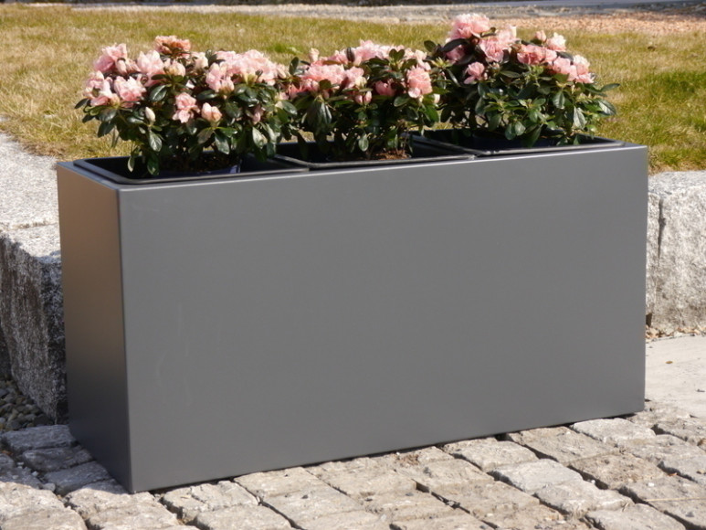 B-Ware: Pflanztrog aus Metall, anthrazit (100x40x40 cm)