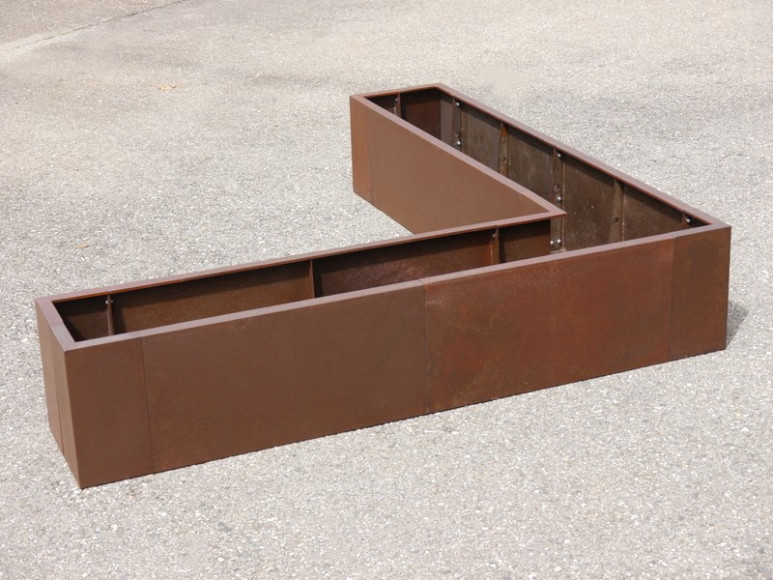 Hochbeet/Pflanztrog BIOPUR aus Cortenstahl, L-Form 200x200x60