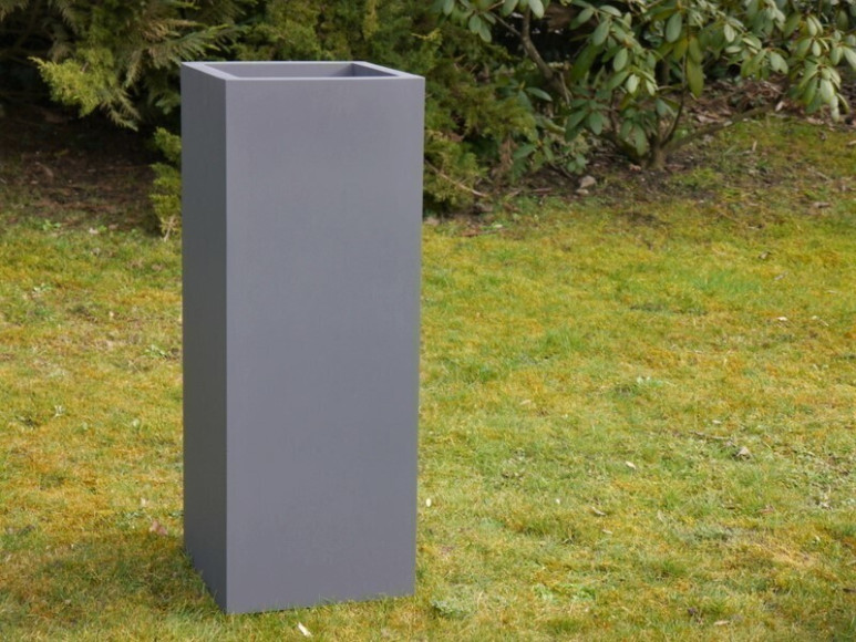 Komplettset 2-teilig: Pflanzkübel mit Einsatz, Fiberglas anthrazit 27x27x60