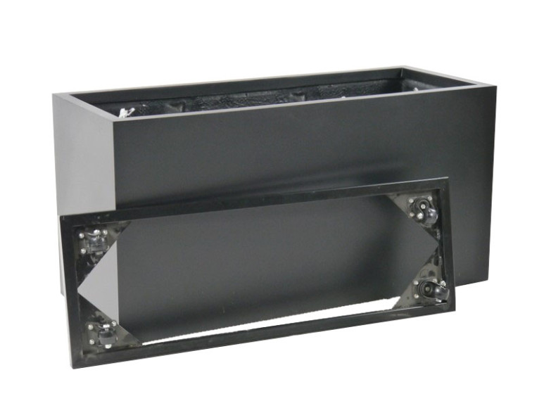 Komplettset 2-teilig: Pflanzkübel mit Roller, Fiberglas schwarz 120x50x60