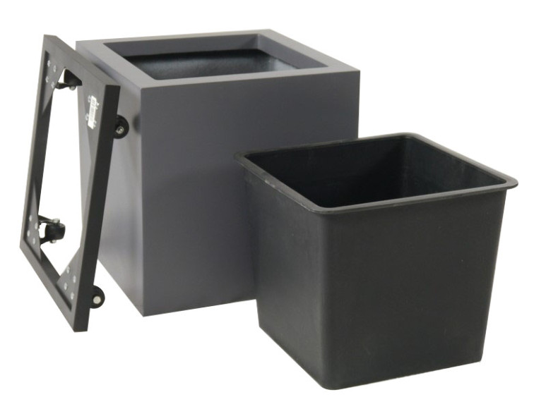 Komplettset 3-teilig: Pflanzkübel mit Einsatz und Roller, Fiberglas anthrazit 40x40x40
