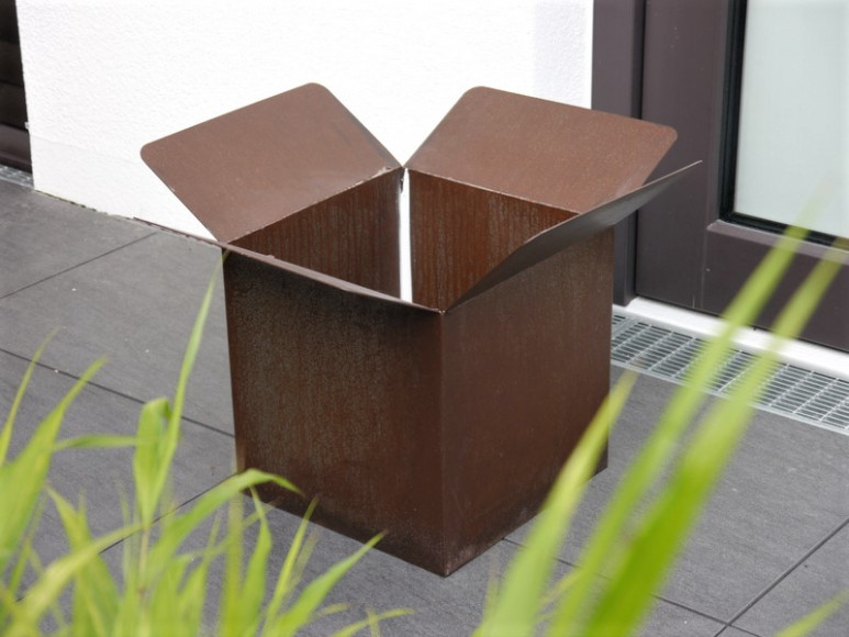 Pflanzkübel BOX aus Cortenstahl, rostfarben 30x30x50