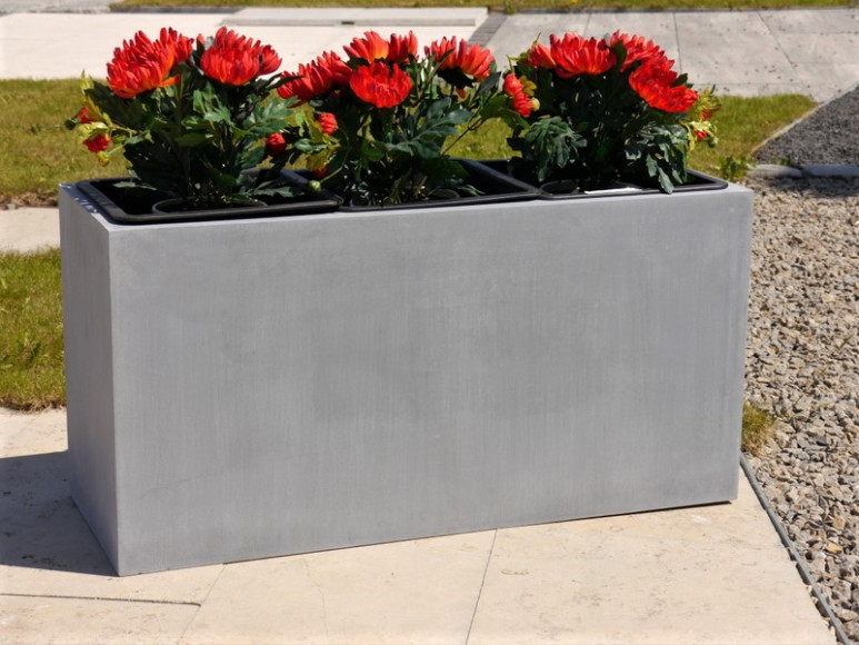 Pflanztrog , Pflanzkübel, betongrau  ( Rollen optional) 100x40x50