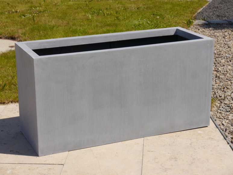 Pflanztrog SUPREMO, Pflanzkübel, Fiberglas betongrau 80x30x40