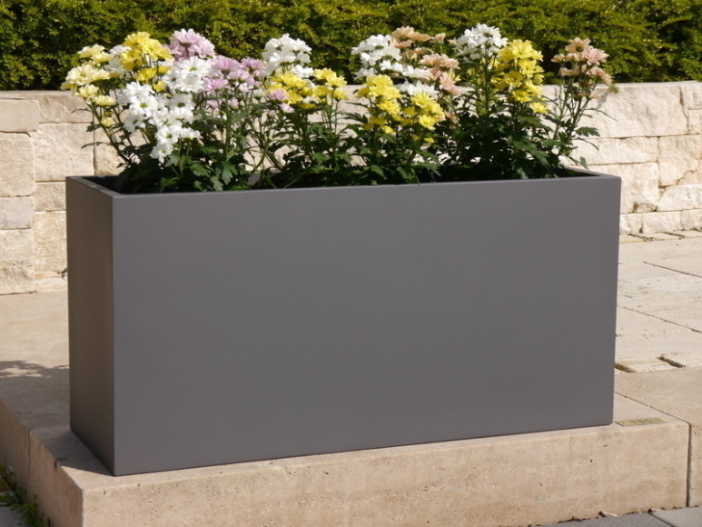 Pflanztrog SUPREMO, TÜV-geprüft, Pflanzkübel, Fiberglas anthrazit 100x40x50