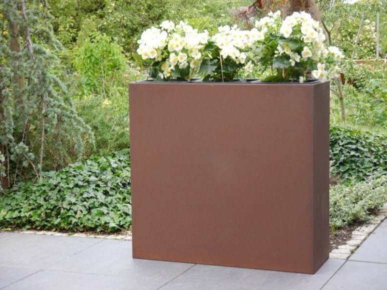 Raumteiler aus Cortenstahl (auch für Rollen), rostfarben 100x40x100