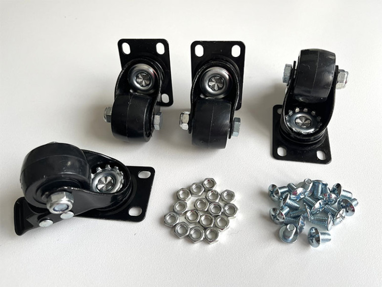 Set Lenkrollen mit Bremse für Rollbretter, indoor/outdoor 4er Set