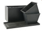 Komplettset 3-teilig: Pflanzkübel mit Untersetzer und Einsatz, Fiberglas schwarz 100x40x50