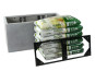 Komplettset: Pflanzkübel mit Roller und Erde, Fiberglas betongrau 120x50x60