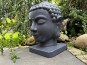 Buddha-Kopf aus Fiberglas - schwarz 21x21x35