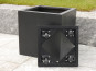 Komplettset 2-teilig: Pflanzkübel mit Roller, Fiberglas schwarz 50x50x50