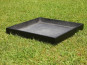 Komplettset 3-teilig: Pflanzkübel mit Untersetzer und Einsatz, Fiberglas schwarz 50x50x50