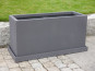 Komplettset 2-teilig: Pflanzkübel mit Untersetzer, Fiberglas anthrazit 100x40x50
