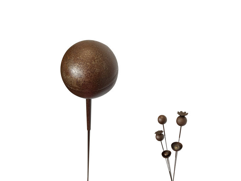 5x Dekostäbe KUGEL aus Cortenstahl, rostfarben - jetzt reduziert 4x100