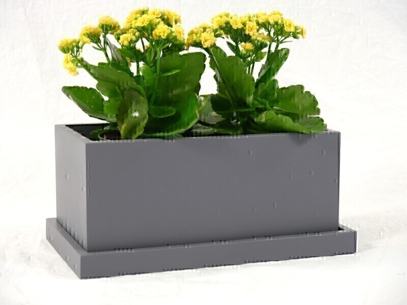 Blumentopf LEA mit Untersetzer- anthrazit 