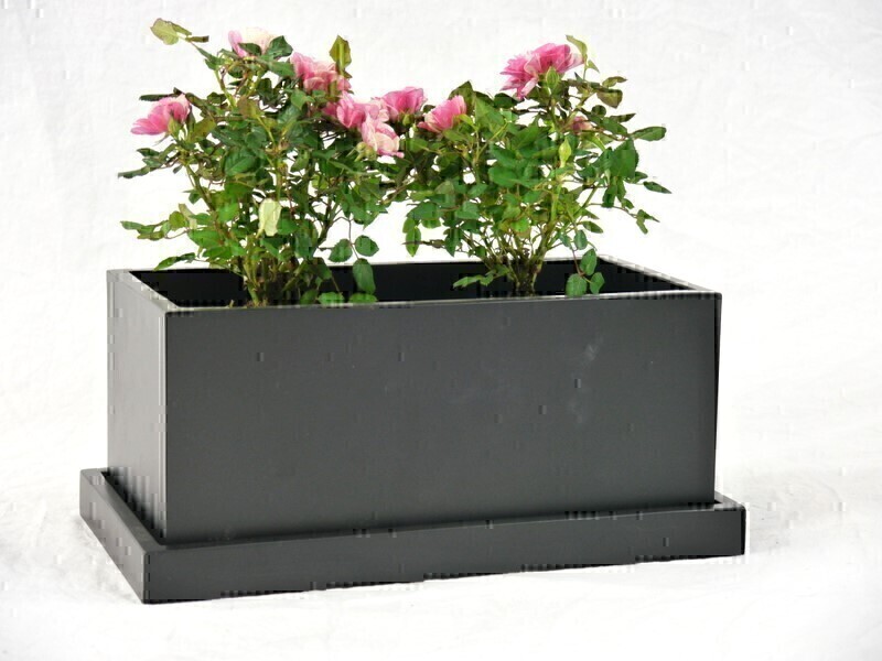 Blumentopf LEA mit Untersetzer- schwarz 