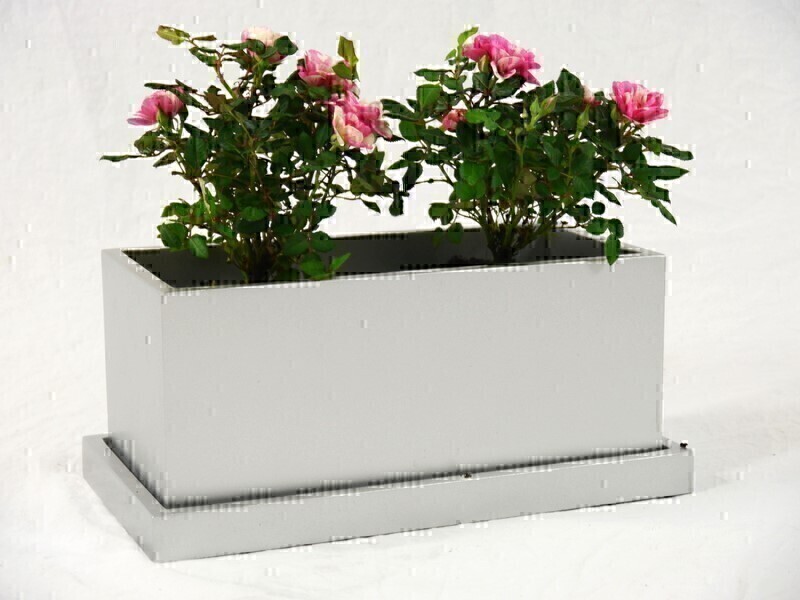 Blumentopf LEA mit Untersetzer - silber 