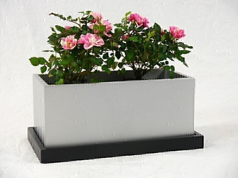 Blumentopf LEA mit Untersetzer- silber/schwarz 