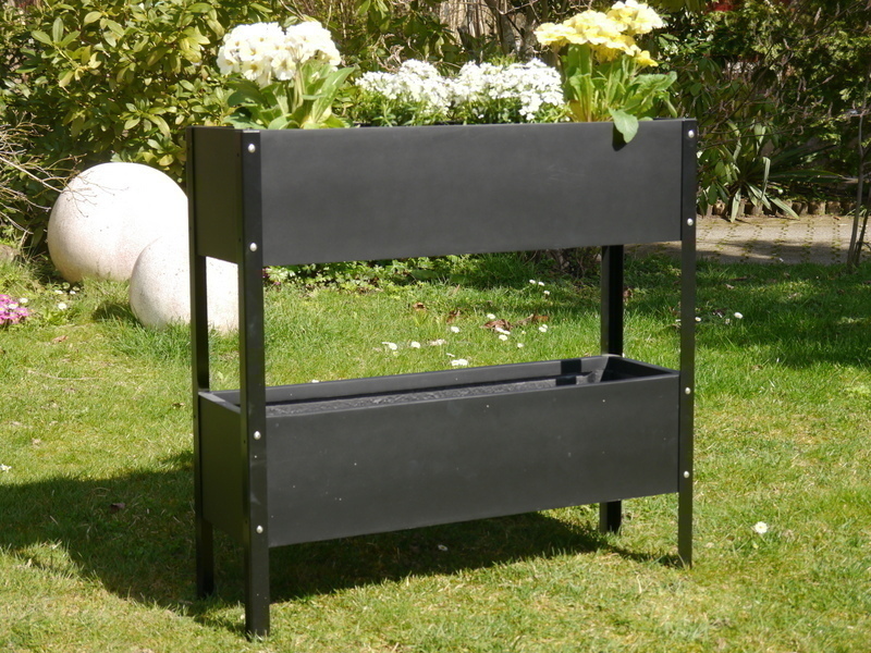 Hochbeet/Pflanzkübel DOPIO, schwarz - jetzt reduziert 80x25x78