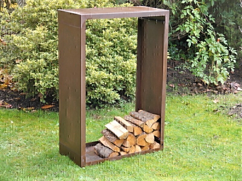 Holzlager WOODY, Cortenstahl - jetzt reduziert 80x40x120