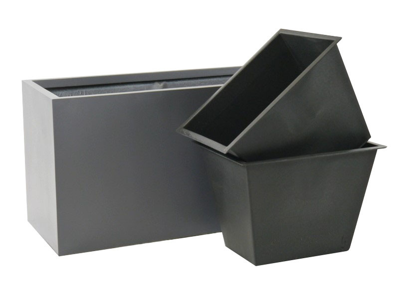 Komplettset 2-teilig: Pflanzkübel mit Einsatz, Fiberglas anthrazit 100x40x50