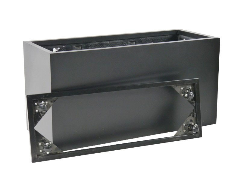 Komplettset 2-teilig: Pflanzkübel mit Roller, Fiberglas schwarz 120x50x60