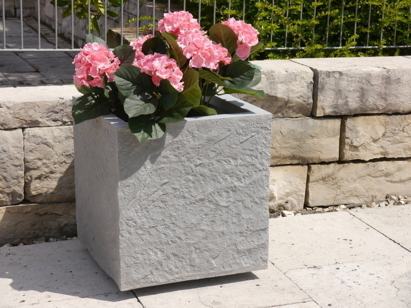 Pflanzkübel ROCKS für ROLLEN, grau 40x40x40