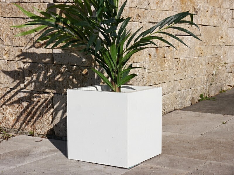 Pflanzkübel SUPREMO, Hochglanz weiß 50x50x50