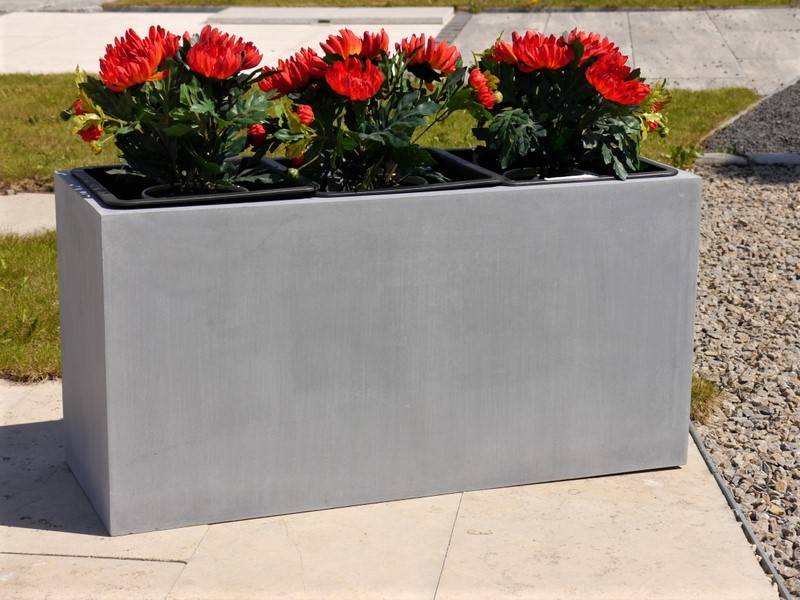 Pflanztrog , Pflanzkübel, betongrau  ( Rollen optional) 100x40x50