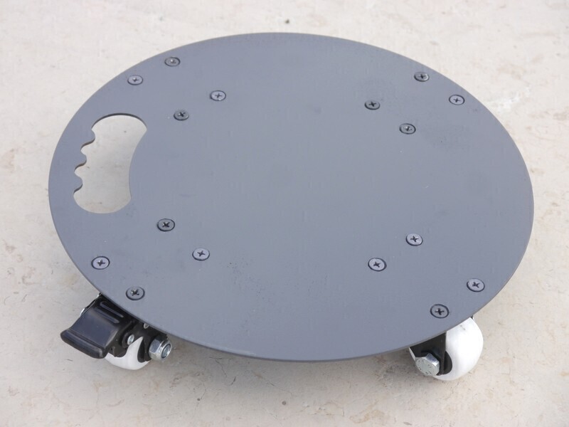 ultrastarkes Mehrzweck-Rollbrett aus Stahl, rund D28x7cm mit Tragegriff 