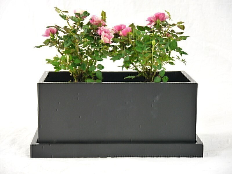 Blumentopf LEA mit Untersetzer- schwarz 