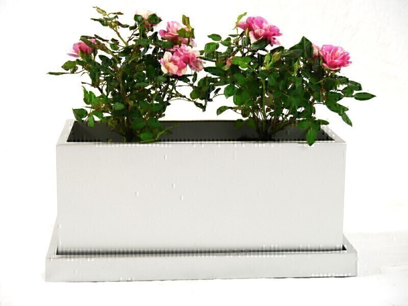 Blumentopf LEA mit Untersetzer - silber 