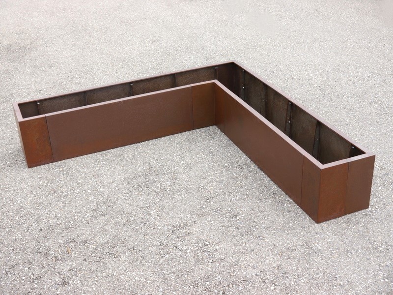 Hochbeet/Pflanztrog BIOPUR aus Cortenstahl, L-Form 200x200x60
