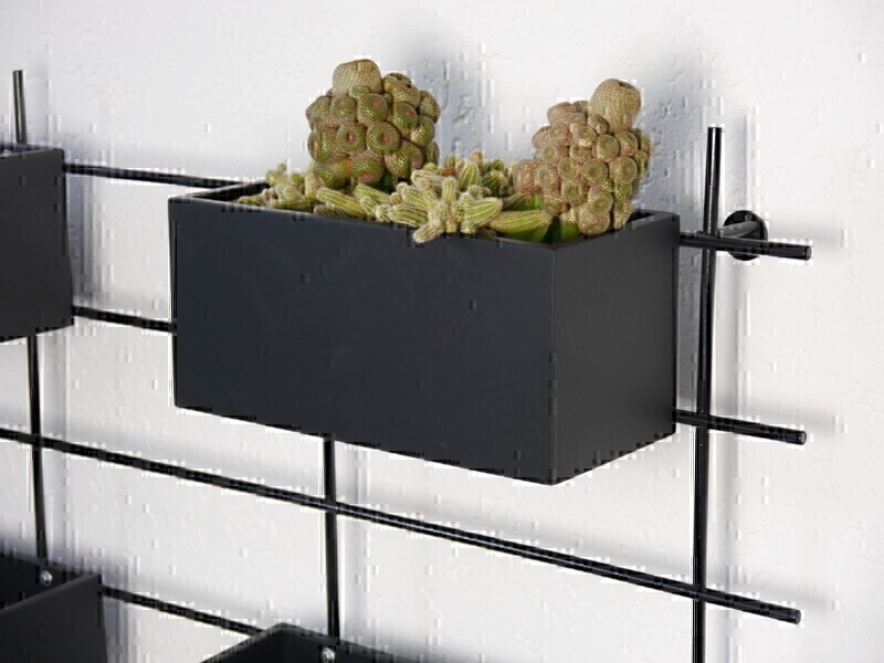 Pflanzgitter ARONA für die Wand, mit 4 Pflanzkübeln, schwarz 