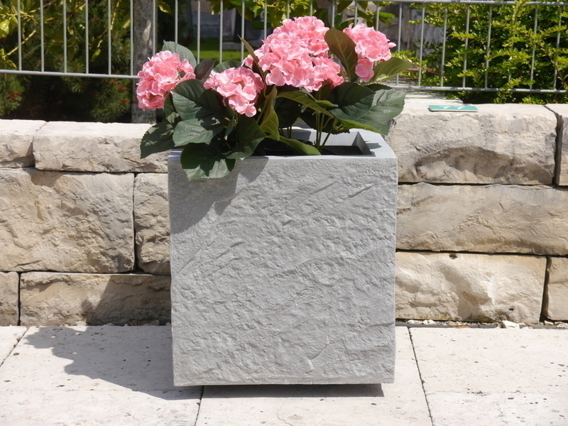 Pflanzkübel ROCKS für ROLLEN, grau 40x40x40