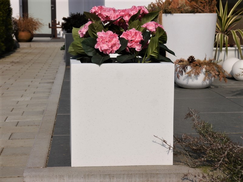 Pflanzkübel SUPREMO, Fiberglas weiß 40x40x40