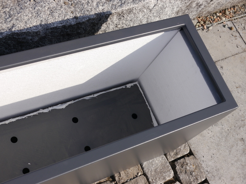 Pflanztrog, Pflanzkübel  aus Metall , anthrazit ( Rollen optional) 120x50x50